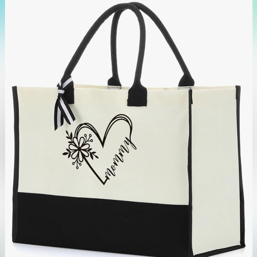 NWT Mommy Canvas Tote Bag. Measurements in pictures